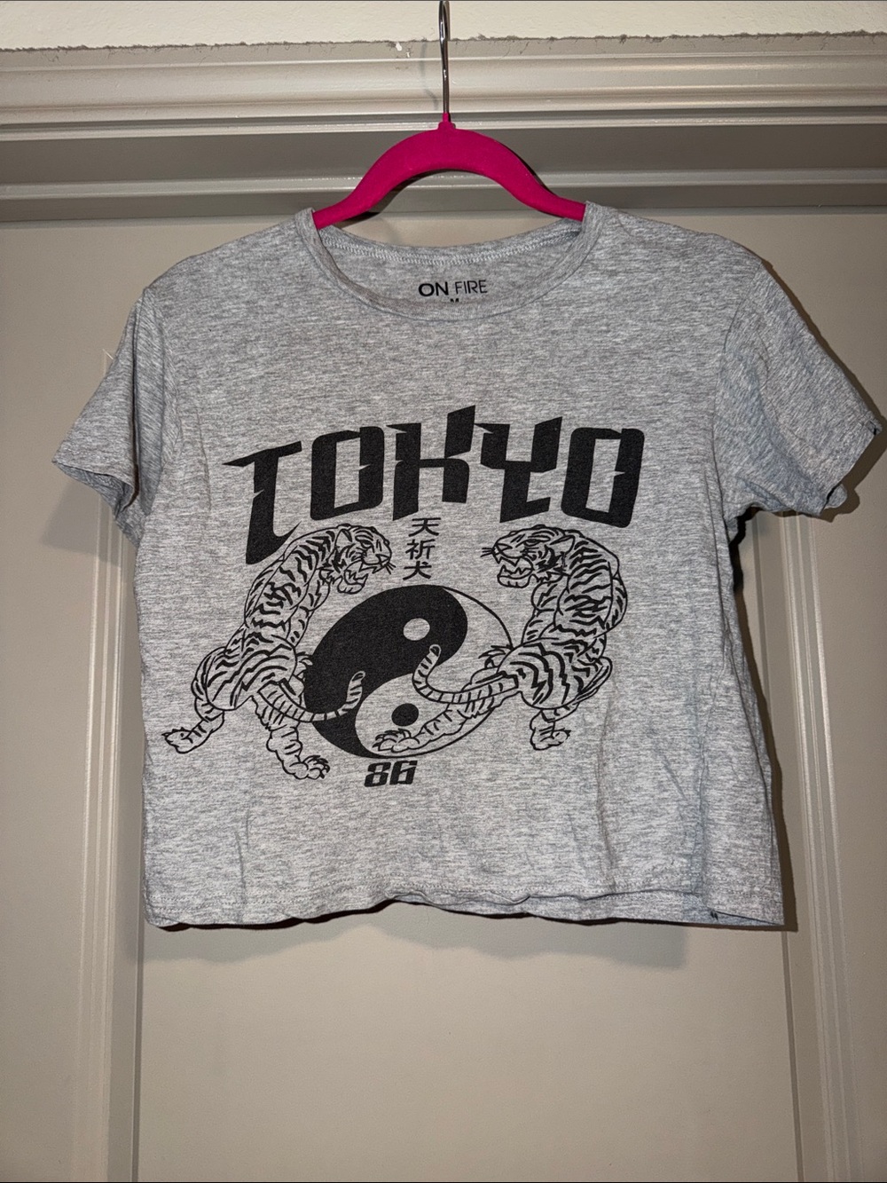 On Fire Grey Tee with Black Tokyo Graphic